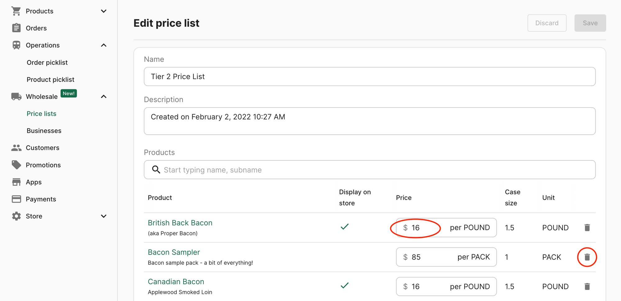 Wholesale Price Lists